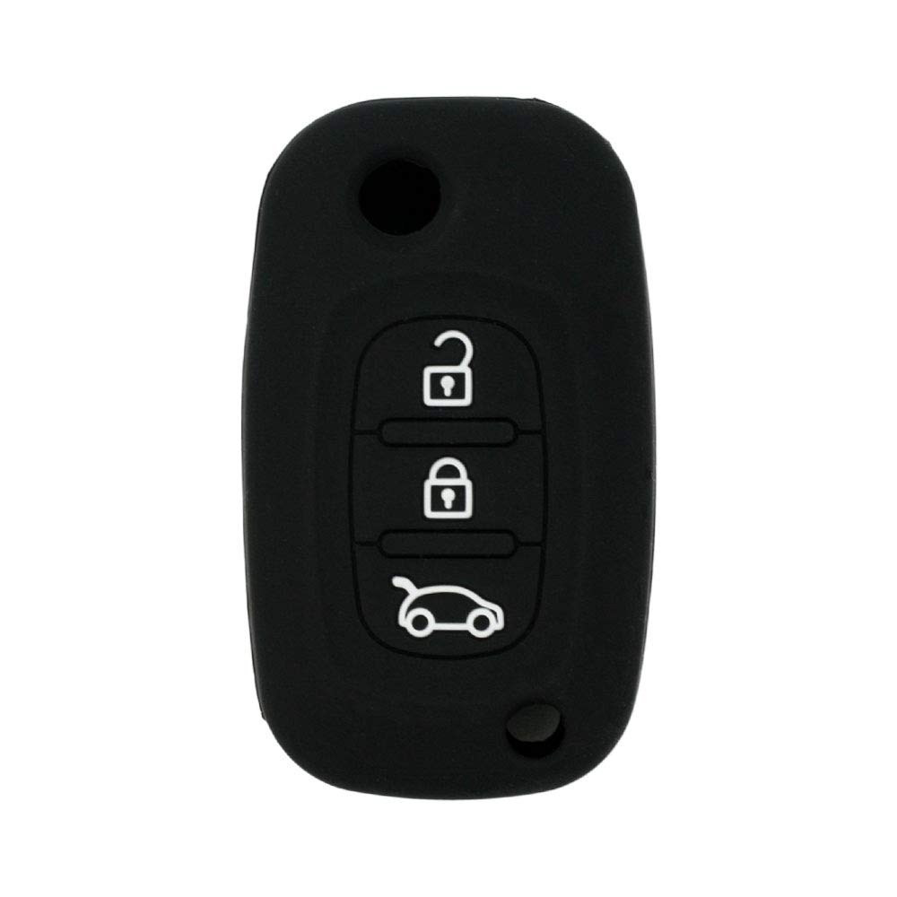 BROVACS Silicone Cover Protector Case Holder Skin Jacket Compatible with MERCEDES BENZ SMART RENAULT 3 Button Flip Remote Key Fob CV4954 Black