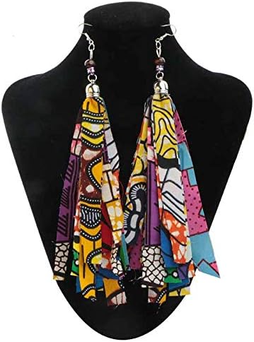 African Earrings For Women Handmade Tassels Earring Africa Print Wax Fabric Women Accessories WYB29 Rose Gold Color