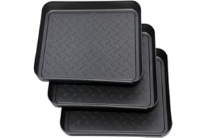 Lot de 3 plateaux à chaussures carrés imperméables multi-usages en plastique pour entrée, chaussures, animaux domestiques