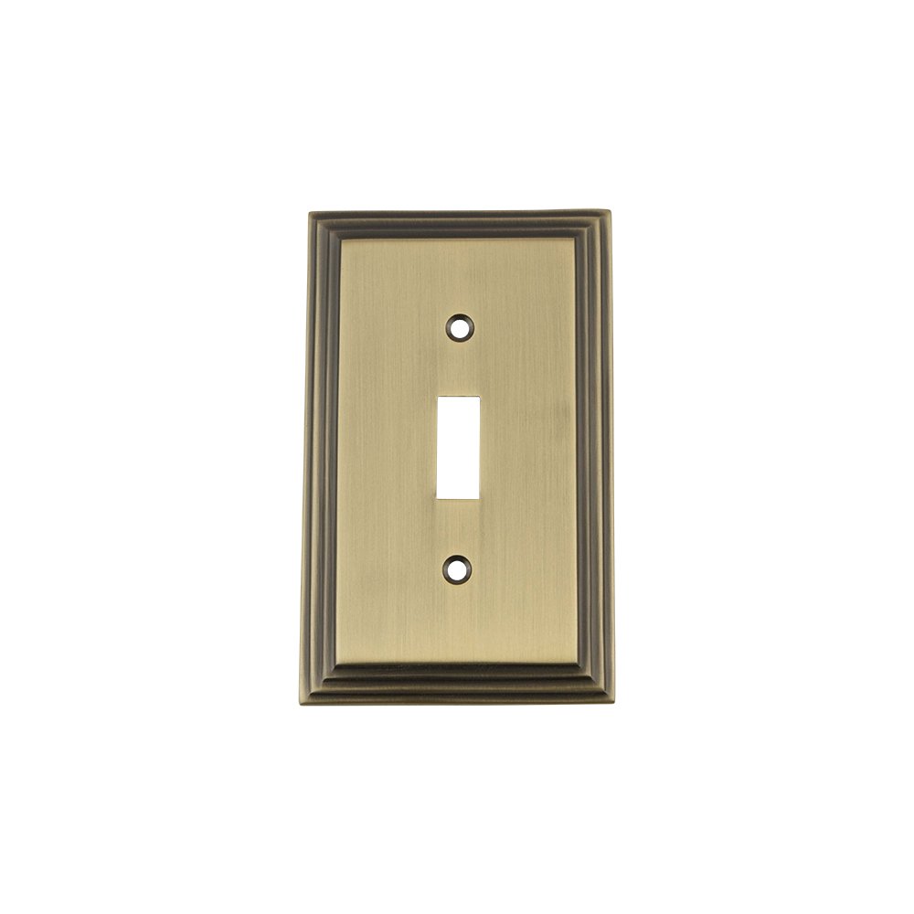 Nostalgic Warehouse 719734 Deco Switch Plate with Single Toggle, Antique Brass