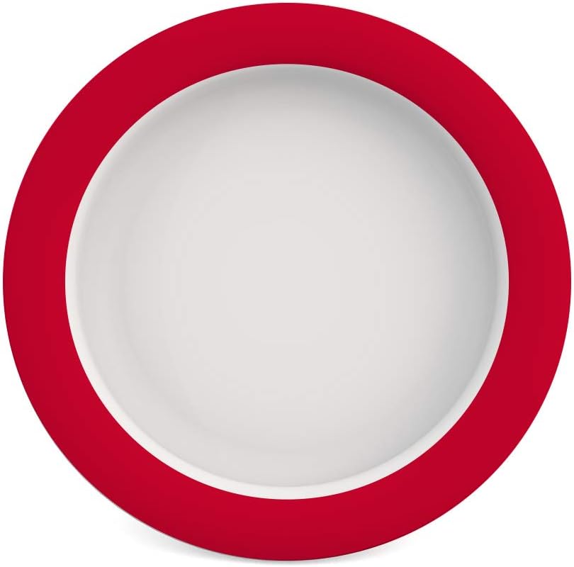 Ornamin Plate with Sloped Base Ø 26 cm Red Melamine (model 901) | eating aid, non-slip plate, plate guard