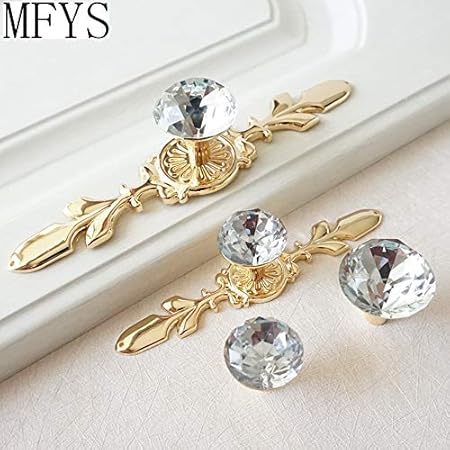 Glass Dresser Knob Crystal Drawer Knobs Handle Gold Clear