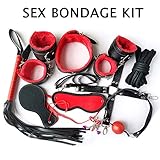 Feeke Restraints for Sex, 10 Pcs BDSM Toys Leather Bondage Sets Bed Restraint Kits Kinky Handcuffs for Bondageromance Sex Toys Restraining Straps Thigh Game Tie up for Couples Women Men