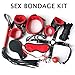Feeke Restraints for Sex, 10 Pcs BDSM Toys Leather Bondage Sets Bed Restraint Kits Kinky Handcuffs for Bondageromance Sex Toys Restraining Straps Thigh Game Tie up for Couples Women Men