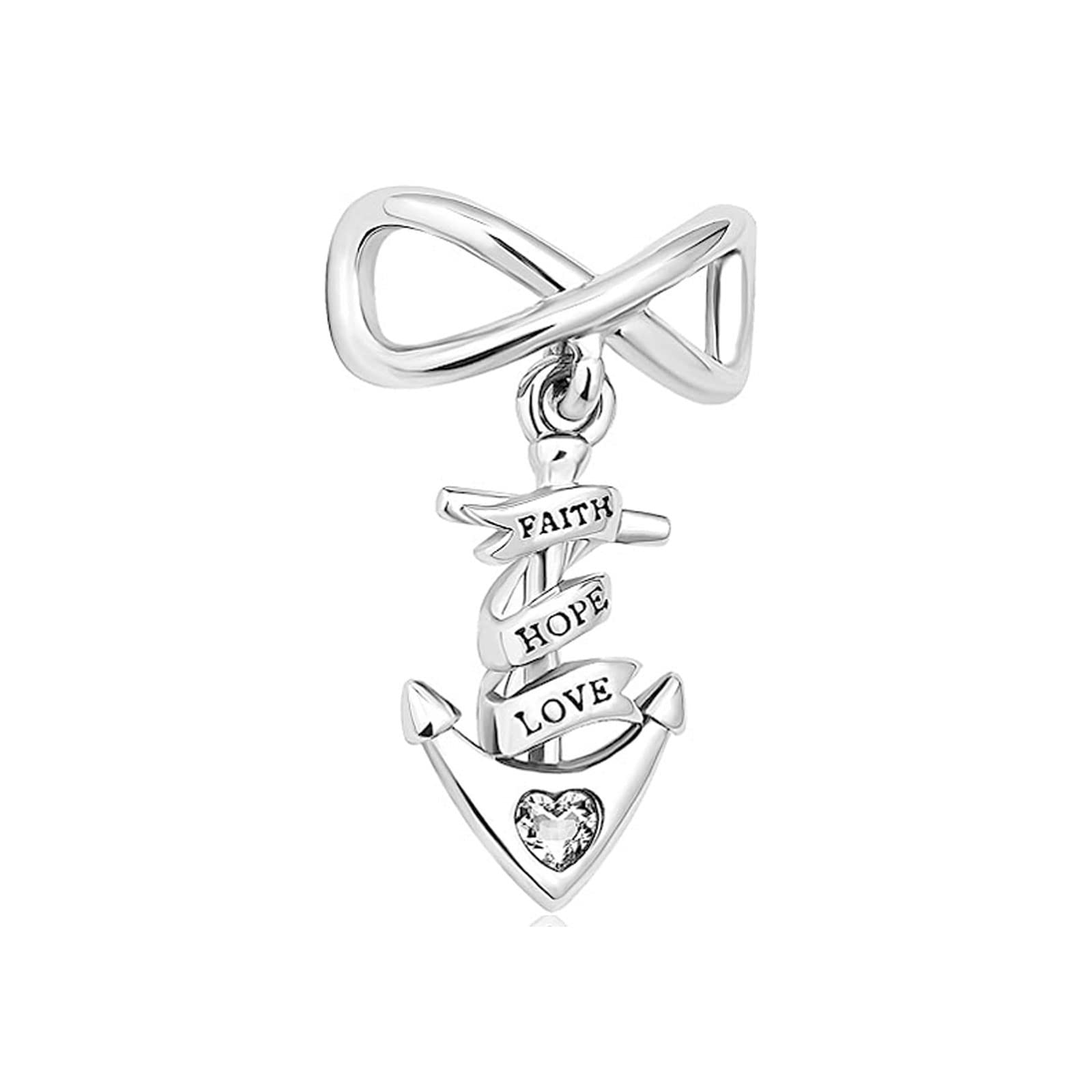 KunBead Jewelry Faith Hope and Love Anchor Dangle Pendant Charms Compatible with Pandora Bracelets