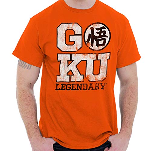 Brisco Brands Goku Legendary Cool Dragon Ball Z Super Saiyan Workout Gym T-Shirt Tee, Orange, Large