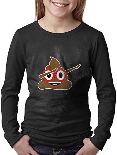 Funny Dabbing Poop Emoji With Red Glasses Youth Casual Long Sleeve Round Neck Sweatshirt T-Shirt L