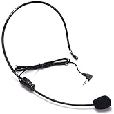 AKindle 3.5mm Wired Condenser Headset Microphone, Flexible Wired Boom Conference Speech Speaker for Coaches, Tour Guides,Presentations （Cord Length 3.3ft）