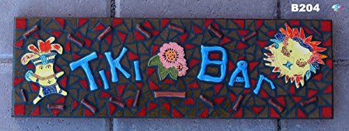 TIKI BAR with CHIEF and MASK MOSAIC SIGN FOR YOUR PATIO BAR at your Home B204