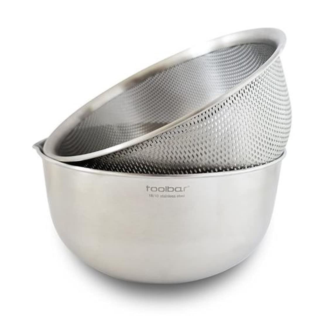 toolbar TB0139 21cm Stainless Steel Mixing Bowl and Colander, 2500 milliliters, Brushed Steel