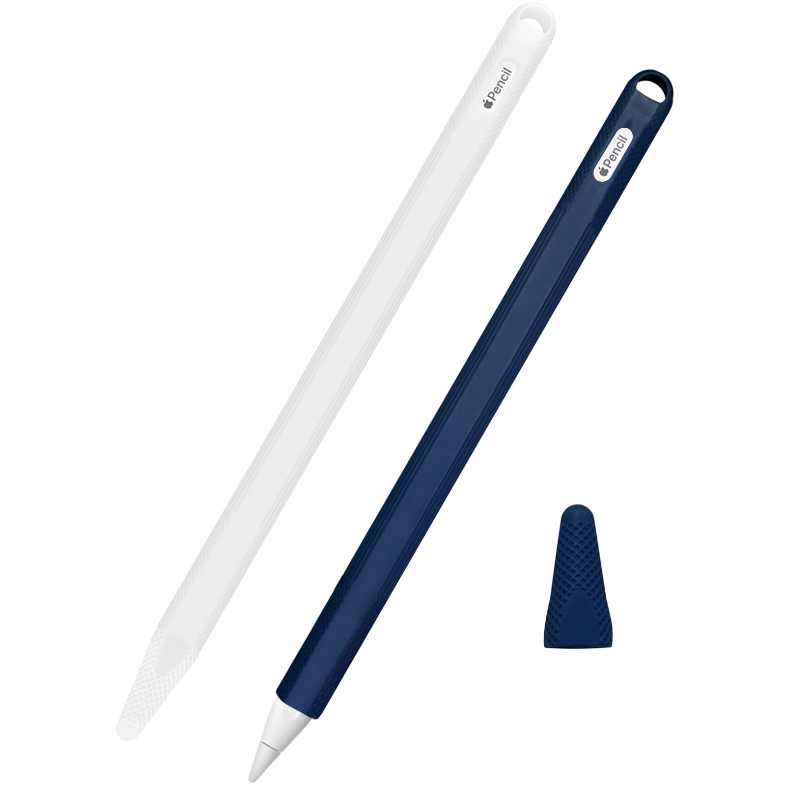 ZHONYEE 2 Pack Apple Pencil Cover Silicone Compatible with Apple Pencil 2nd Generation, Soft Protective Cover Grip Accessories (White & Blue)