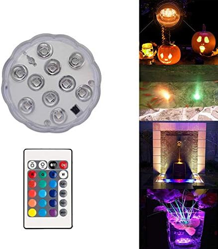 Garmaker Upgraded Submersible LED Lights,RGB Color Changing Party Lights Waterproof,4 Modes Submersible Lights with Remote Controls for Lighting Up Vase,Bowl,Fish Tank,Wedding,Halloween,Party Lights