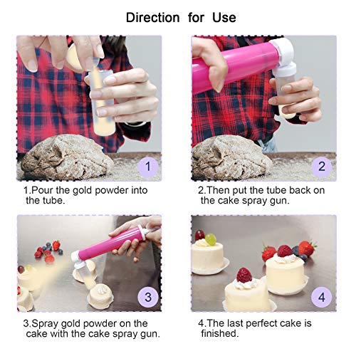 Manual Airbrush for Cakes with 4 Pcs Tube, ULENDIS DIY Baking Airbrush
