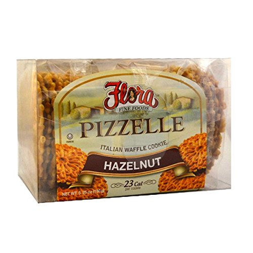 Flora Hazelnut Pizzelle - Delectable Dessert - Italian Waffle Cookie - No preservatives or Trans Fat - 23 Cal. Per Cookie - We've been in business for over 42 years! If it's Italian..It's Flora