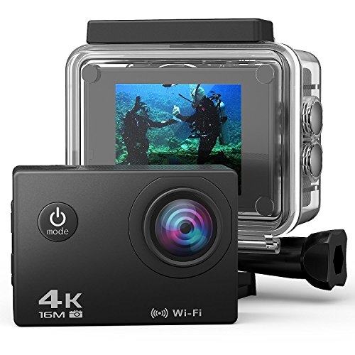 Geekerbuy Sports Camera 4K Action Camera Waterproof WiFi 16MP 170Â° Wide Angle Utral HD Action Cam of Sony Image Sensor with 2 Rechargeable Batteries and Mounting Accessories Kit