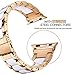 V-MORO Resin Bands Compatible Apple Watch Bands 38mm 40mm iWatch Women Series 4/3/2/1, Luxury Metal Stainless Steel Metal Wristband Bracelet Strap (White/Copper, 38mm)