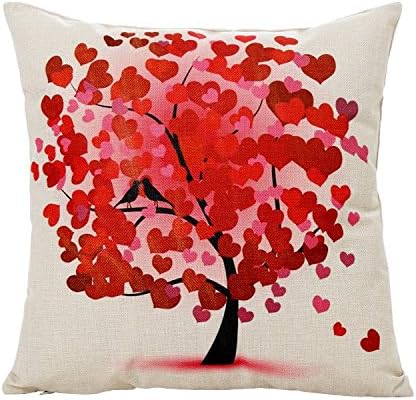 Weimei Square Decorative Throw Pillow Case Cushion Cover Throw Pillows Red Love tree 18in X 18in One Side Printed