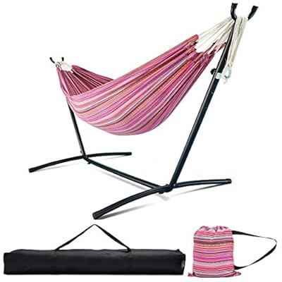 Zupapa Hammock with Stand 2 Person Heavy Duty, Portable Hammock with Stand for Camping and Outdoor, Adjustable Steel… 51sMAeE7qHL