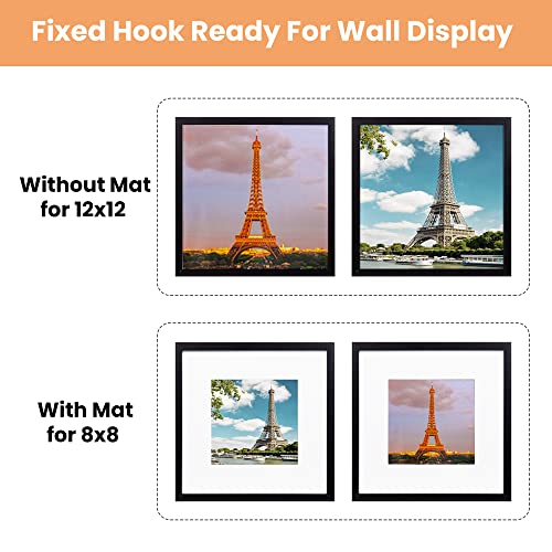upsimples 12x12 Picture Frame Set of 3,Display Pictures 8x8 with Mat or