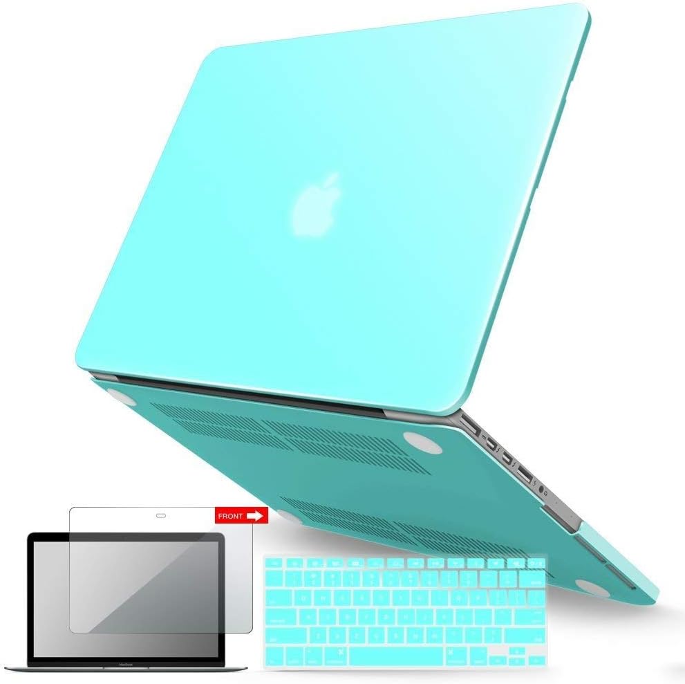 IBENZER MacBook Pro 13 Inch Case 2015 2014 2013 end 2012 A1502 A1425, Hard Shell Case with Keyboard Cover & Screen Protector for Old Version Apple Mac Pro Retina 13, Turquoise,R13TBL+2A