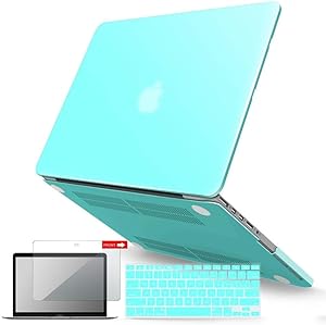 IBENZER MacBook Pro 13 Inch Case 2015 2014 2013 end 2012 A1502 A1425, Hard Shell Case with Keyboard Cover & Screen Protector for Old Version Apple Mac Pro Retina 13, Turquoise,R13TBL+2A