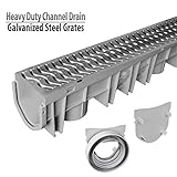Source 1 Drainage Trench & Driveway Channel Drain Kit with Galvanized Steel Grate