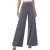 ZOOSIXX Wide Leg Palazzo Pants for Women - High Waist Casual Beach Lounge Pants Loose Flowy Pants Stretchy Trousers