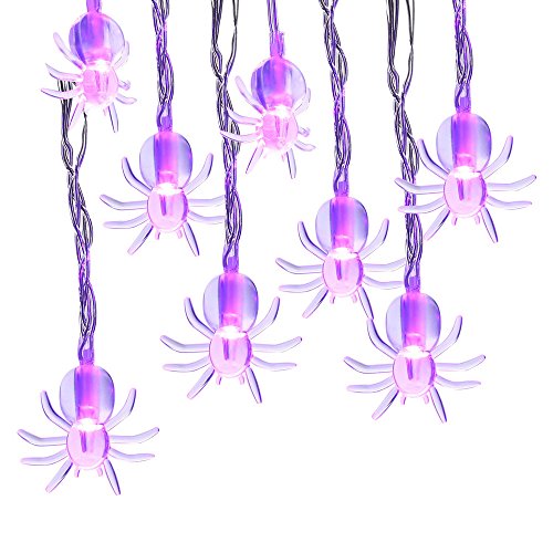 Lyhope Halloween String Lights, Battery Powered - Spider Shape - 20 Led - 9.51ft Halloween Decoration Lights for Indoor & Outdoor, Not Include Battery (Purple)