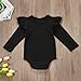 Infant Baby Girls Long Sleeve Bodysuit Romper Ruffle Fly Sleeve Triangle Cotton Jumpsuit (70(3-6M), Solid black)