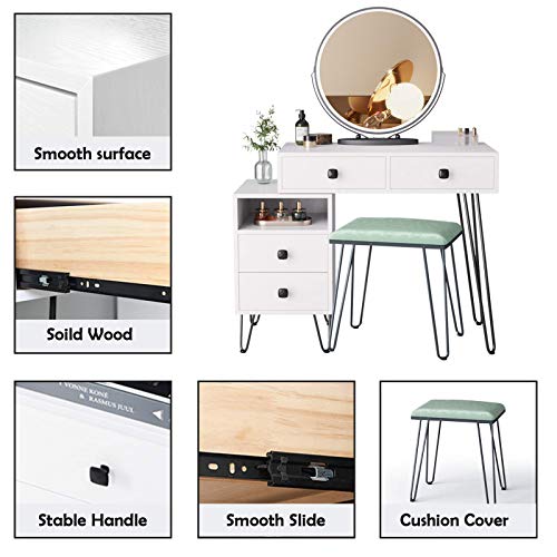 Vanity-Table-Set-Makeup-Vanity-Dressing-Table-with-3-Colors-Lighted-Mirror-1-Storage-Cabinet-4-Drawers-Vanity-Dresser-Desk-with-Cushioned-Stool-for-Girl-Women-Bedroom-White