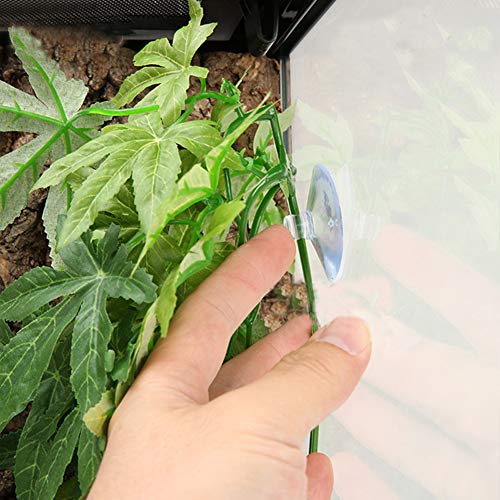dezirZJjx Artificial Plants Aquarium Reptile Fish Tank Artificial Plastic Fake Hanging Leaves Plant Decor - Green 40cm - Thumbnail 6