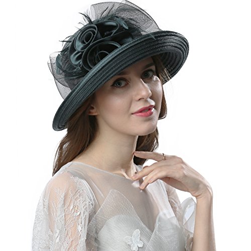 Original One Women's Cloche Bowler Hats KDC1701 for Kentucky Derby Day, Church, Wedding, Tea Party and More Formal Occasion (Dark Green)
