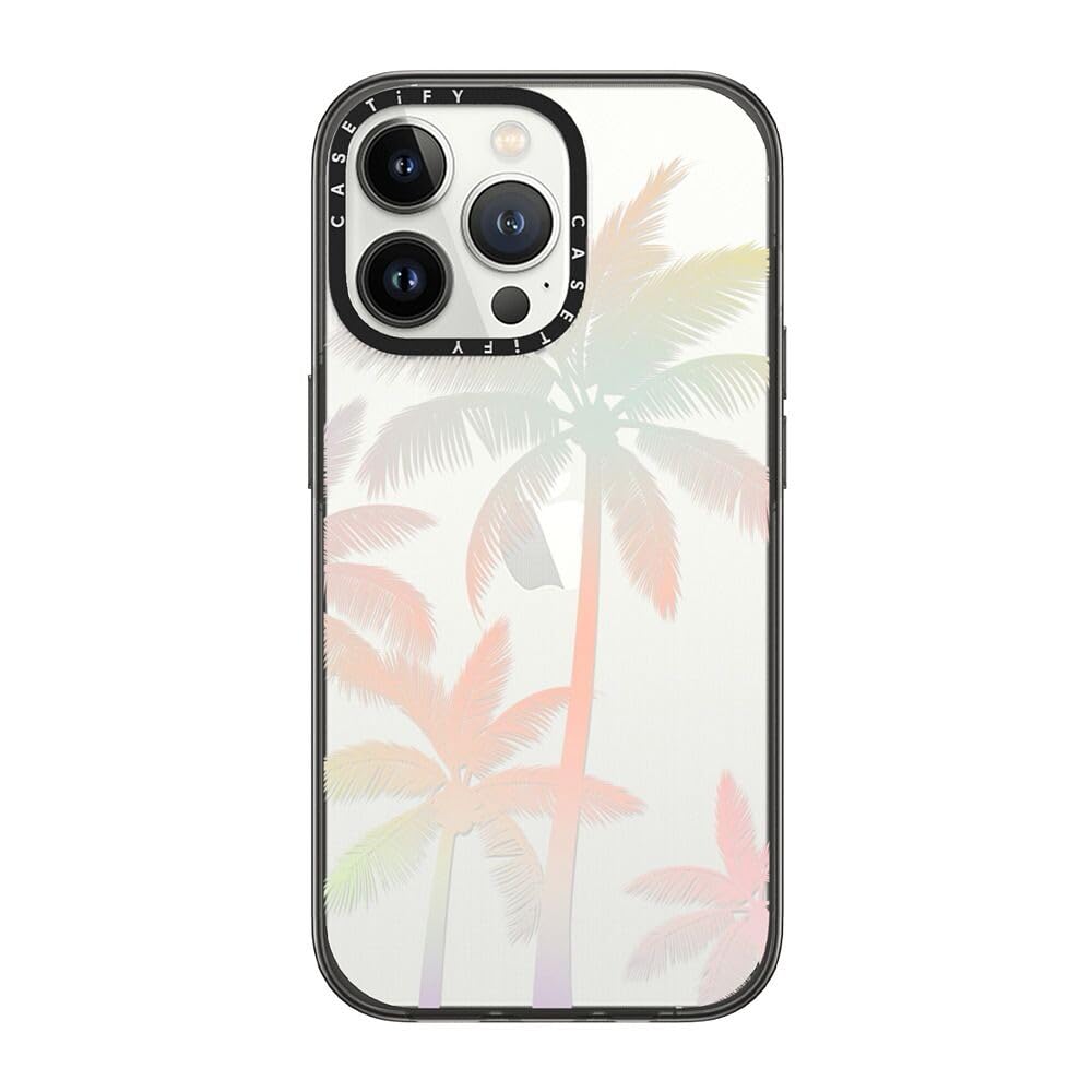 CASETiFY Compact iPhone 13 Pro Case [2X Military Grade Drop Tested / 4ft Drop Protection] - Modern tropical palm tree silhouette - Clear Black