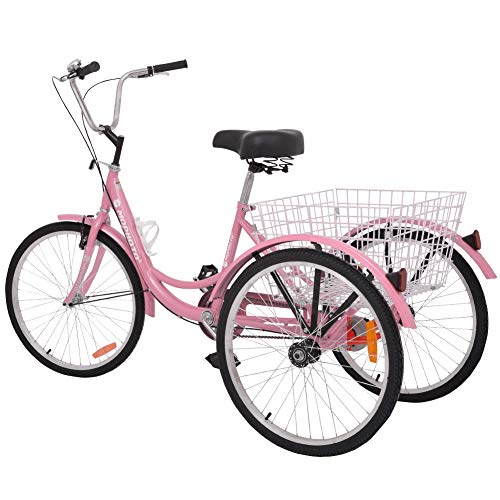 image for H&ZT Single Speed Adult Tricycle Trike Cruiser Bike 3 Wheeled Bicycle 