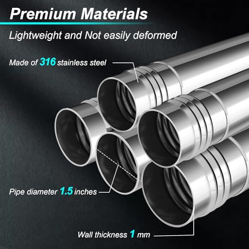 Starlink Gen 3 Pole Mount Kit, Ybervont 10Ft Starlink Ground Pole Mount Gen 3, Features 1.5'' Diameter Stainless Steel Pole with No-Dig Spiral Ground Anchor, Starlink Mounting Kit Gen 3 Pipe Adapter