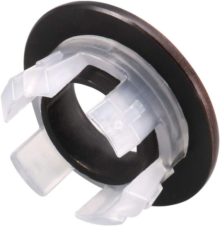 sourcing map Sink Basin Trim Overflow Cover Copper Insert in Hole Round Caps Bronze Black - Image 5