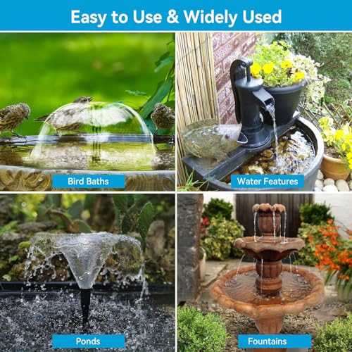 POPOSOAP 8W Solar Fountain with 3600mAh Battery Backup Water Spray Stability, Solar Water Fountain with Dry-Run Protection Water Pump for Small Pond, Bird Bath, Water Feature