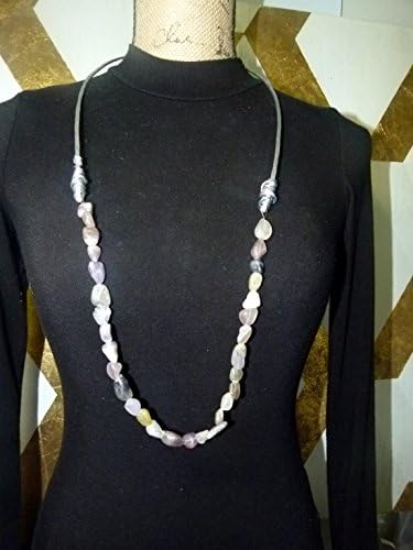 extra long natural flourite gemstone necklace