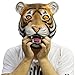 Novelty Latex Rubber Creepy Deluxe Tiger Mask Halloween Party Costume Decorations Fits most adult heads