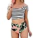 Coutgo Women Floral Print Off-shoulder BikiniBandage Waist Swimsuit Beach Swimwear