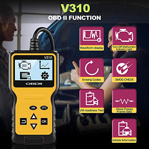 AUTDER OBD2 Code Reader Scanner Tools Enhanced Car Engine Fault Code OBD Reader Engine Light Error Analyzer Diagnostic Scanner for All OBDII/EOBD Protocol Cars Since 1996