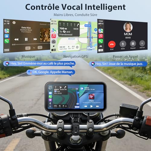 CarPlay 6 Inch A622 Motorcycle Screen CarPlay and Android Auto Wireless, Touch Screen Waterproof IP67, TPMS, Dual Bluetooth, GPS, USB/ACC Power, Compatible with All Motorcycles