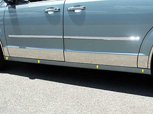 QAA FITS Town & Country 2008-2016 Chrysler (8 Pc: SS Rocker Panel Body Accent Trim, 5.5" Wide - Lower Kit: Bottom of The Door UP to The specified Width (Cut Back to Flare), 4-Door) TH48895