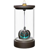Jack-O’-Lantern Backflow Incense Burner with Glass Dome, Pumpkin Incense Holder with Waterfall Smoke Effect & LED light, Halloween Gothic Home Décor +20 Incense Cones +1 Tweezer & Mat for Aromatherapy