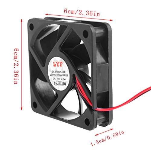 SCASTOE 60x60x15mm DC 12V 2-Pin PC Computer CPU System Sleeve-Bearing Cooling Fan 6015 - Thumbnail 6