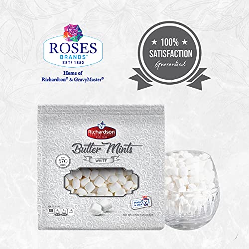 Roses Brands Butter Mints Wedding Edition White 570 pcs, 2.75 lbs No Fat, Gluten or