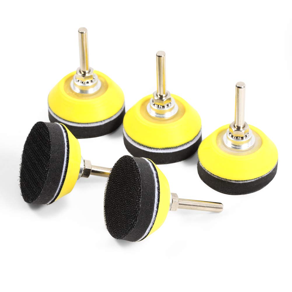 SPEEDWOX 5 Packs 2 Inch Hook and Loop Sanding Discs Pad Kit with 1/4 Inch Shank Drill Attachment Backing Pads and Soft Foam Layer Buffering Pad