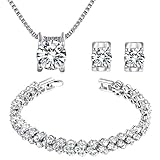 Qianse Clear AAA Zircons Necklace Earrings Bracelet Jewelry Sets Luxury Box Antiallergic