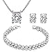 Qianse Clear AAA Zircons Necklace Earrings Bracelet Jewelry Sets Luxury Box Antiallergic