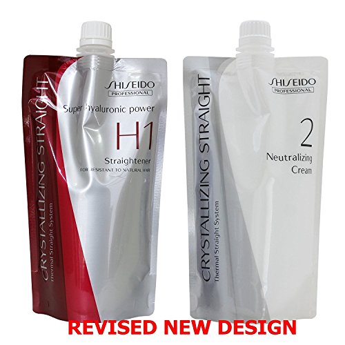 (USA Shipping) Hair Rebonding Shiseido Professional Crystallizing Hair Straightener (H1) + Neutralizing Cream (2) for Resistant to Natural Hair 400g+400g by shiseido Via USPS USA Shipping